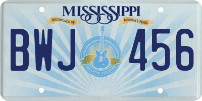MS license plate BWJ456