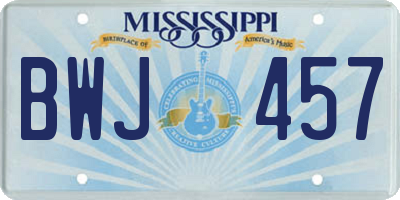 MS license plate BWJ457