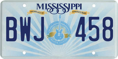 MS license plate BWJ458