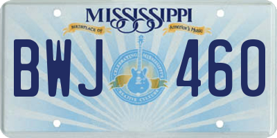 MS license plate BWJ460