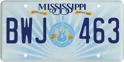 MS license plate BWJ463