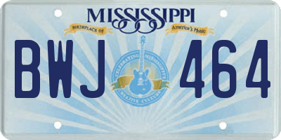MS license plate BWJ464