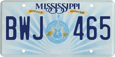 MS license plate BWJ465