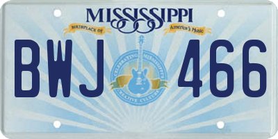 MS license plate BWJ466