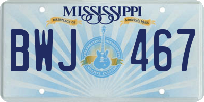MS license plate BWJ467