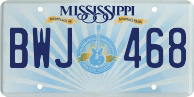 MS license plate BWJ468