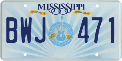 MS license plate BWJ471