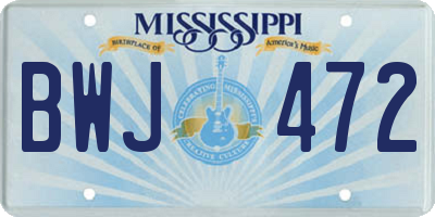 MS license plate BWJ472