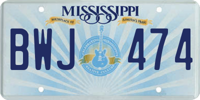 MS license plate BWJ474