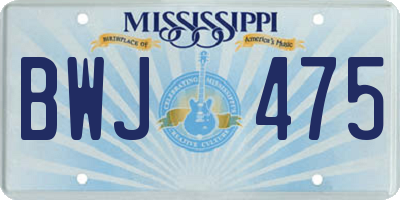 MS license plate BWJ475