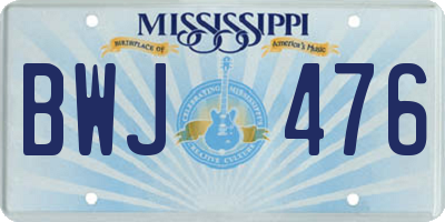 MS license plate BWJ476