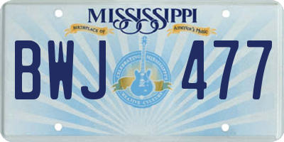 MS license plate BWJ477