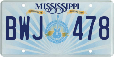 MS license plate BWJ478