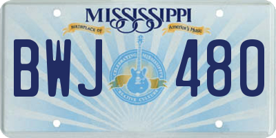 MS license plate BWJ480