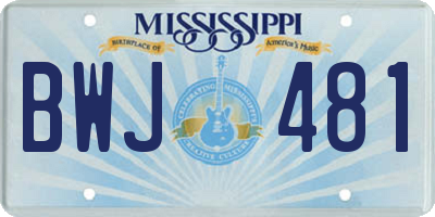 MS license plate BWJ481