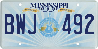 MS license plate BWJ492
