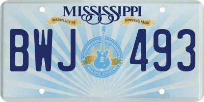 MS license plate BWJ493