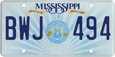 MS license plate BWJ494