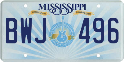 MS license plate BWJ496