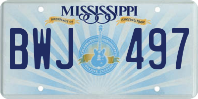 MS license plate BWJ497