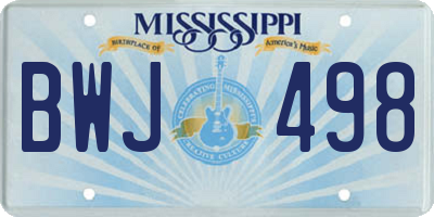 MS license plate BWJ498
