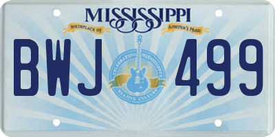 MS license plate BWJ499
