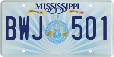 MS license plate BWJ501