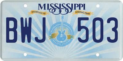 MS license plate BWJ503