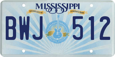 MS license plate BWJ512