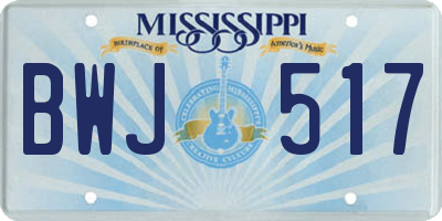 MS license plate BWJ517