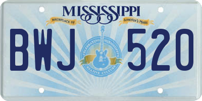 MS license plate BWJ520