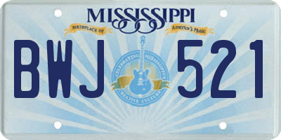 MS license plate BWJ521