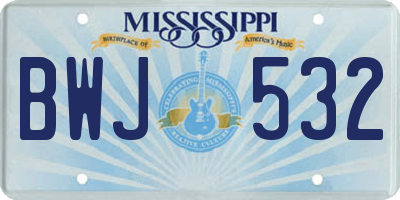MS license plate BWJ532
