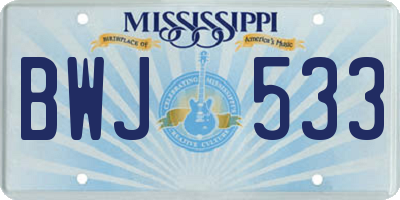 MS license plate BWJ533