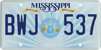 MS license plate BWJ537