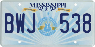 MS license plate BWJ538