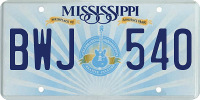 MS license plate BWJ540
