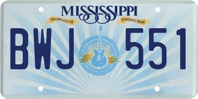 MS license plate BWJ551
