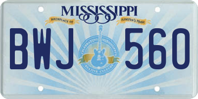 MS license plate BWJ560