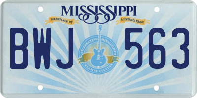 MS license plate BWJ563