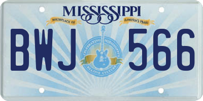 MS license plate BWJ566