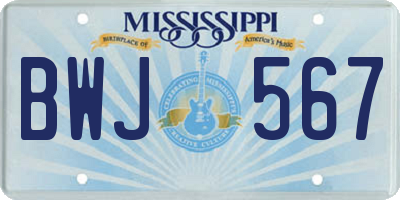 MS license plate BWJ567