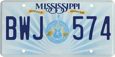 MS license plate BWJ574