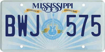 MS license plate BWJ575