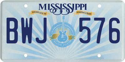 MS license plate BWJ576