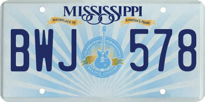 MS license plate BWJ578