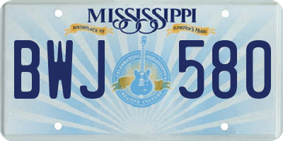 MS license plate BWJ580