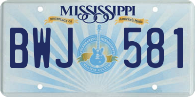 MS license plate BWJ581