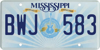 MS license plate BWJ583