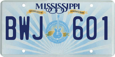 MS license plate BWJ601